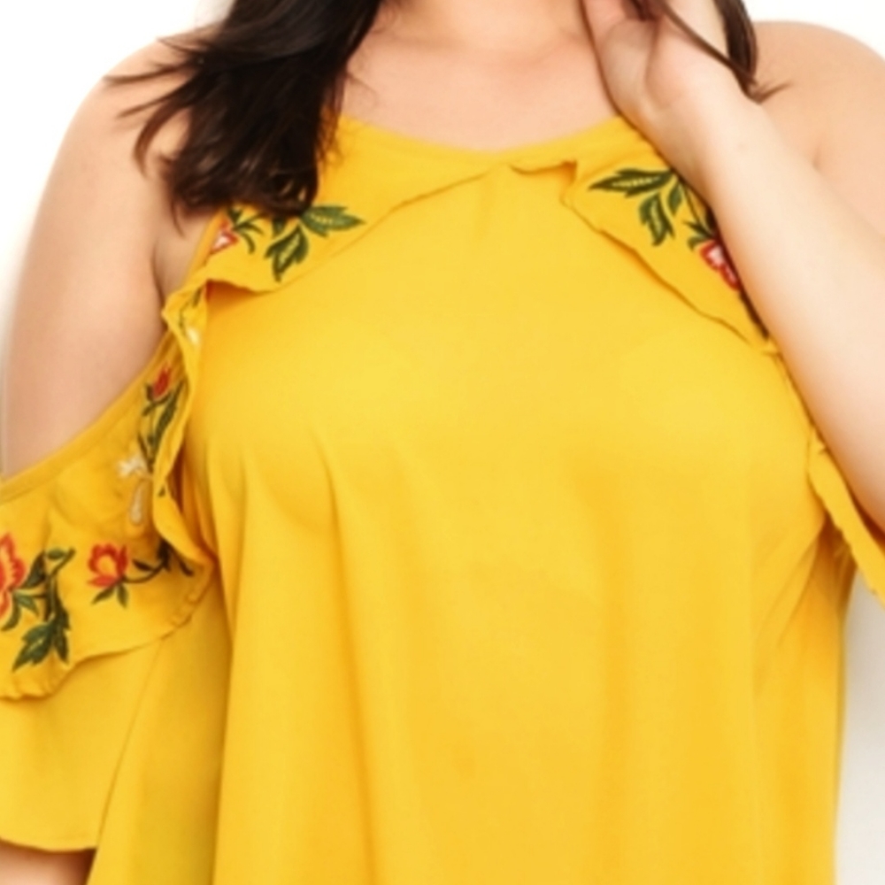 Floral Embroidered Cold Shoulder blouse